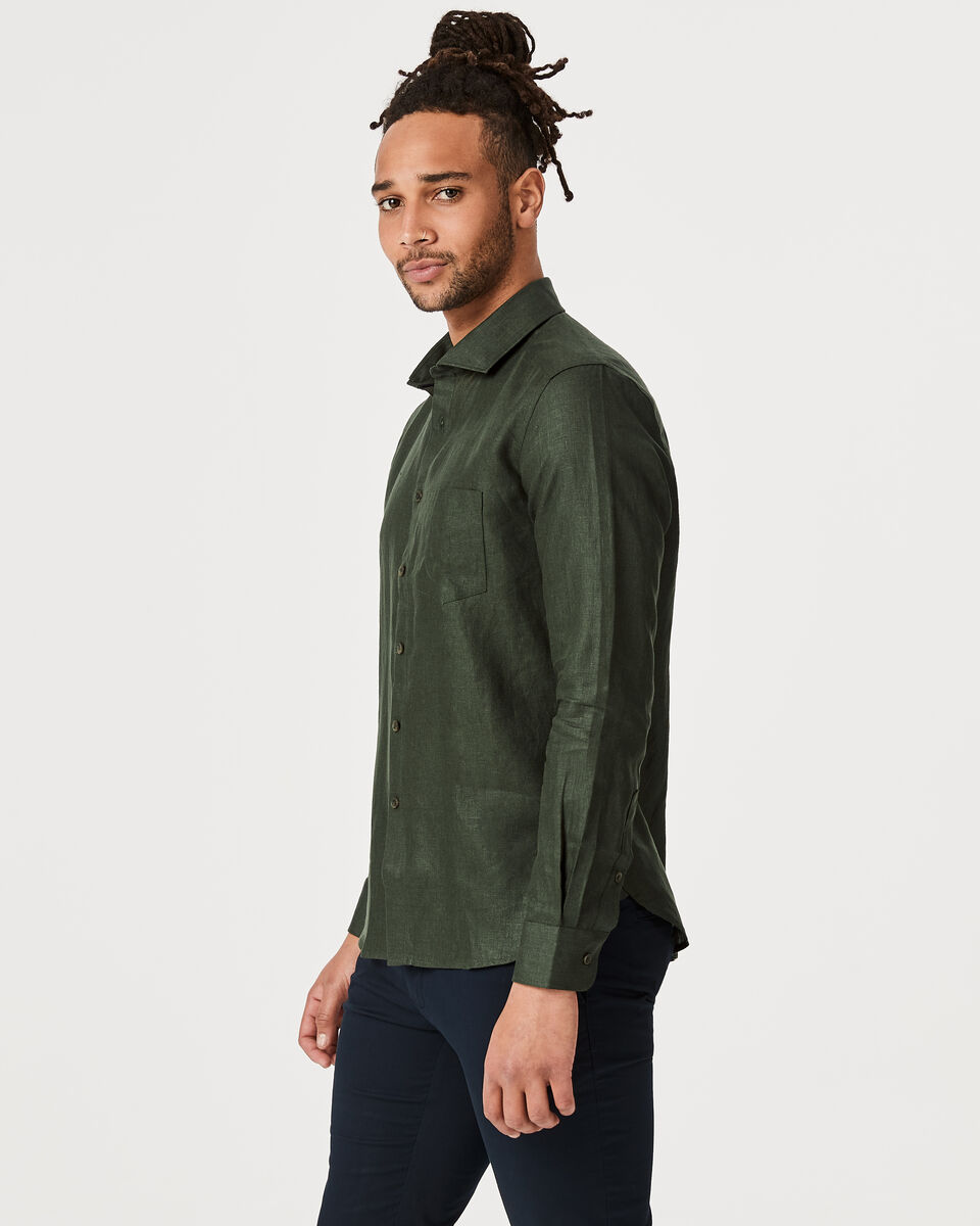 Singh Linen Long Sleeve Shirt, Khaki, hi-res